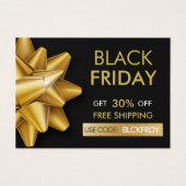 Black Friday Sale Gold Bow QR Code Rabattkarte (Vorderseite)