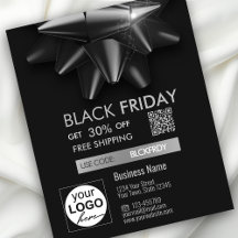 Black Friday Sale Grau Bow QR Code Discount Flyer