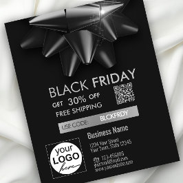 Black Friday Sale Grau Bow QR Code Discount Flyer