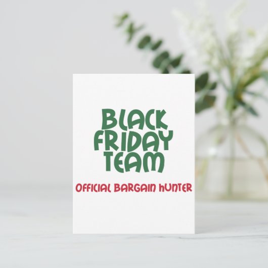 Black Friday Team: Offizieller Schnäppchenjäger Postkarte (Stehend Vorderseite)