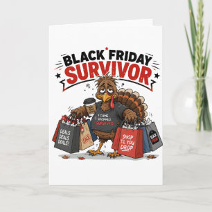 Black Friday Überlebender Truthahn Shopping Lustig Karte