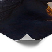 Black Friesian Horse at Sunlight Decoupage Print Poster (Ecke)