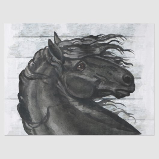 Black Friesian Horse Decoupage Seidenpapier (Vorderseite)