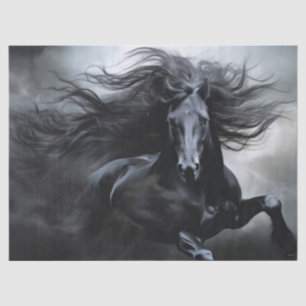 Black Friesian Horse Decoupage Seidenpapier