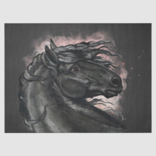 Black Friesian Horse Decoupage Seidenpapier