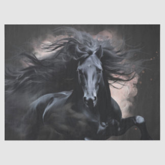 Black Friesian Horse Decoupage Seidenpapier