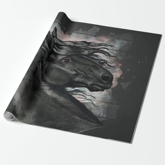Black Friesian Horse Geschenkpapier (Ungerollt)