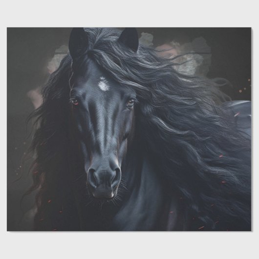 Black Friesian Horse Geschenkpapier (Flach)