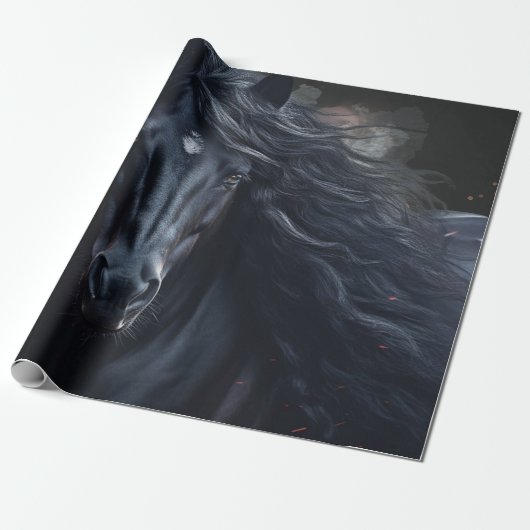 Black Friesian Horse Geschenkpapier (Ungerollt)