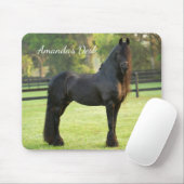 Black Friesian Horse Photo Desk Mousepad (Mit Mouse)