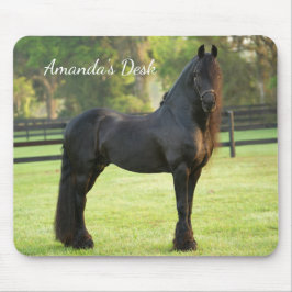 Black Friesian Horse Photo Desk Mousepad