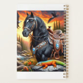Black Friesian Horse Sunset Planer (Rückseite)