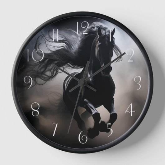 Black Friesian Horse Uhr (Vorderseite)