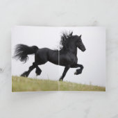 Black Friesian Runs Horns Greeting Card Karte (Innenseite)