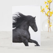 Black Friesian Runs Horns Greeting Card Karte (Gelbe Blume)