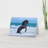 Black Friesian Stallion Rearing In the Sea Karte (Vorderseite)