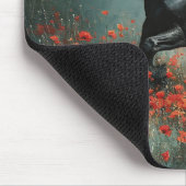 Black Friesian Stallion Red Poppies Mousepad (Ecke)