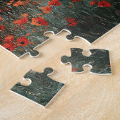 Black Friesian Stallion Red Poppies Puzzle (Seite)