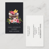 BLACK FRUIT FLORAL CAKE PATISSERIE CUPCAKE BAKERIE VISITENKARTE (Vorne/Hinten)