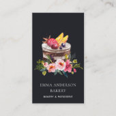 BLACK FRUIT FLORAL CAKE PATISSERIE CUPCAKE BAKERIE VISITENKARTE (Vorderseite)