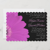 Black & Fuchsia Gerber Daisy Wedding Einladung (Vorderseite)