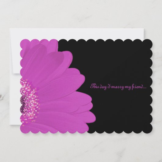 Black & Fuchsia Gerber Daisy Wedding Einladung (Rückseite)