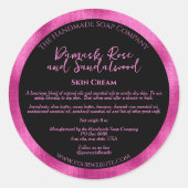 Black & Fuchsia Kosmetik JAR-Etikett mit Inhaltsst Runder Aufkleber (Vorderseite)