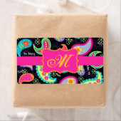 Black Fuchsia Pink Modern Paisley Monogram (Insitu)