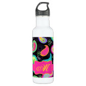 Black Fuchsia Pink Modern Paisley Monogram Trinkflasche (Vorderseite)