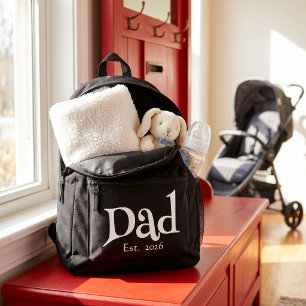 Black Fun Bold Simple Papa Established Neuer Vater Bedruckter Rucksack