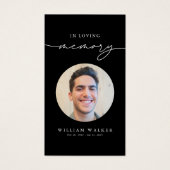 Black Funeral Sympathy Photo Memorial Prayer Card (Vorderseite)