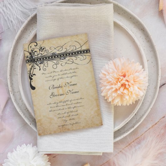 Black Funky Elegant Wirbel Hochzeit Einladung