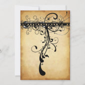 Black Funky Elegant Wirbel Hochzeit Einladungen (Rückseite)