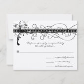 Black Funky Elegant Wirbel Hochzeit RSVP Karte (Rückseite)