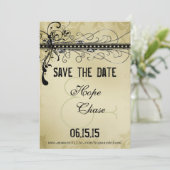 Black Funky Elegant Wirbel Hochzeitssache speicher Save The Date (Stehend Vorderseite)