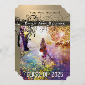 Black Funky Elegante Wirbel Abschluss laden ein Einladung (Vorne/Hinten)