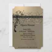 Black Funky Elegante Wirbel Abschluss laden ein Einladung (Rückseite)