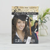 Black Funky Elegante Wirbel Abschluss laden ein Einladung (Stehend Vorderseite)