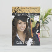 Black Funky Eleganter Wirbel Abschluss Einladung (Stehend Vorderseite)