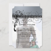 Black Funky Eleganter Wirbel Abschluss Einladung (Rückseite)