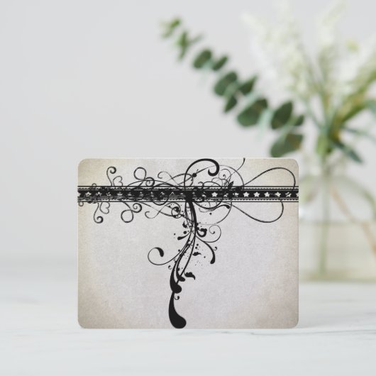 Black Funky Renaissance Wedding Response Cards RSVP Karte (Stehend Vorderseite)