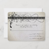 Black Funky Renaissance Wedding Response Cards RSVP Karte (Rückseite)