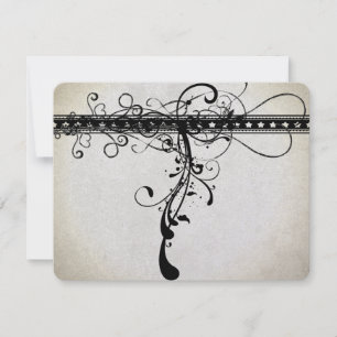 Black Funky Renaissance Wedding Response Cards RSVP Karte