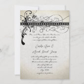 Black Funky Textured Elegant Wirbel Einladungen (Vorderseite)