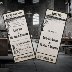 Black Funky Textured Showbill Wirbel Wedding Einladung