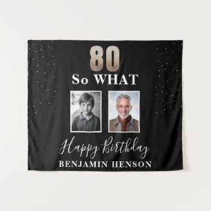 Black Funny 80 So was 80. Geburtstag 2 Foto Wandteppich