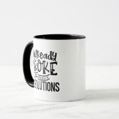Black Funny Broke New Year Resolutions Typography Tasse (Vorderseite Links)