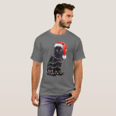 Black Funny Cat Christmas Light Cat Lover Christma T-Shirt (Vorne ganz)