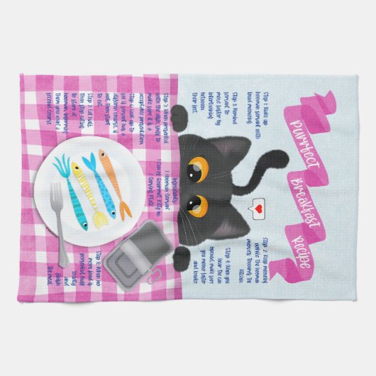 Black Funny Cat Geschirrtuch (Horizontal)