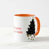 Black Funny Cat Weihnachtsbeleuchtung Tree Tasse (VorderseiteRechts)